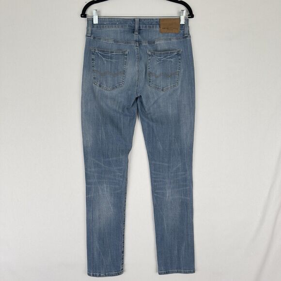 American Eagle Jeans Mens 29x32 Blue Slim Stretch Distressed Light Wash Denim - Picture 6 of 16
